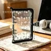 Caderno de folhas soltas estilo ins coreano A6 com borda de coração a laser transparente, bolsa com zíper de PVC para ídolos de fã, diário de adesivos de 6 furos