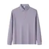 Camisa polo de lana de oveja y seda 40S 240G7A antibacteriana de manga larga con cuello, personalizable con logo impreso o bordado, estilo unisex
