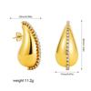 Aretes Transfronterizos Europeos y Americanos de Oro de 18K Acero Inoxidable Estrella Hueca Luna Incrustados con Circonita Aretes de Gota de Agua Aretes de Lujo Ligero