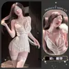 Lencería Erótica de Encaje Dorado Calado, Vestido de Borlas de Deseo Puro con Abertura en la Entrepierna, Tentación Sensual de Alta Gama para Mujeres Jóvenes