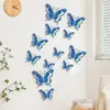 Adesivo de Parede Borboleta Dourada Folheada 3D Estéreo Borboleta de Quatro Camadas Casamento Feriado Borboleta Artificial Adesivo Decorativo Estilo Abertura de Janela