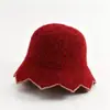 Novo chapéu de pescador de tricô com renda vazada em mistura de lã, estilo coreano, moderno e versátil, faz o rosto parecer menor, chapéu bucket estilo fada