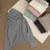 Moletom de malha waffle / Moletom de malha com zíper duplo estilo retrô coreano preguiçoso para mulheres outono e inverno casaco suéter folgado