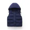 Colete de Penugem e Algodão Infantil Outono/Inverno Transfronteiriço, Roupa para Meninos e Meninas, Colete Capuz Espesso Quente, Colete para Crianças Pequenas