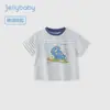 Sensação Refrescante Algodão Seda de Gelo Roupas para Meninos Verão Blusa Listrada Infantil Roupa de Verão para Bebê Menino Camiseta de Manga Curta para Meninos de 5 Anos