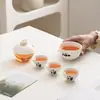 Set de Té Portátil para Viaje al Aire Libre Set de Tazas de Servicio Rápido Panda Tetera de Cerámica Souvenir de Evento Regalo