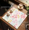 Tapete Absorvente para Bancada de Cozinha Estilo Americano Floral, Tapete Drenante de Terra de Diatomáceas para Mesa de Jantar e Balcão de Bar, Tapete de Secagem Rápida para Máquina de Café