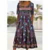 26 Novos Produtos Transfronteiriços Temu Amazon Aliexpress Moda Estampa Digital Vestido Amplo Fábrica de Origem Atacado