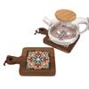Posavasos de Madera Retro Esterilla Aislante para Cazuela de Snack Bar Mantel Individual Bandeja para Café y Té de Madera Maciza con Asa Mantel Individual Estilo Retro