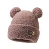 Gorro de peluche de oso para mujer, suéter de otoño e invierno, gorro lindo, forrado de felpa, engrosado, para el encierro, cálido, a prueba de frío, protección para los oídos, gorro para el frío