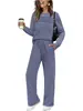 Traje de Mujer Europeo y Americano Transfronterizo Nuevo Otoño 2025 Top de Manga Larga con Cuello Redondo Pantalón Casual de Cintura Elástica Pantalón de Pierna Ancha
