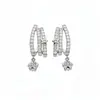 Aretes de Aguja Plateada con Incrustaciones de Circonita, Diseño de Estrella de Tres Capas, Estilo Exquisito y Elegante, Aretes Claros y Refinados, Sensación de Lujo Ligero y Gama Alta, Venta al por Mayor