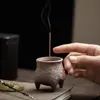 Queimador de Incenso Tripé Antigo Retro Cerâmica Grossa Fumegador de Incenso Ornamento de Mesa Doméstico Mini Queimador de Incenso Suporte para Incenso