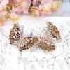 Presilha de mola dupla borboleta de luxo Grampo de cabelo de cristal Acessórios de cabelo com diamante Adorno de cabeça elegante Grampo de temperamento Presilha para rabo de cavalo Joias atacado