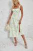 Vestido de Sol Estampado de Verano con Temperamento Europeo y Americano Transfronterizo, sin Mangas, Francés, con Tirantes y Abertura Lateral para Mujer