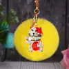 Chaveiro de Gato da Sorte para Carro com Cravação de Diamantes Pelúcia Fofo Pingente para Bolsa Feminina Argola de Chaveiro Presente Festivo