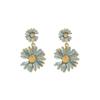 Aretes de Esmalte de Margarita Europeos y Americanos para Mujer de Plata 925 Sencillos Modernos Pequeños de Broche 925 Aretes de Flor Estilo Frío
