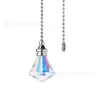 Lámpara Colgante de Ventilador con Bola de Cristal Diamante de Colores y Cadena de Tirar Plateada, Lámpara de Ventilador Estilo Europeo, Productos Transfronterizos