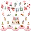 Navidad Fresco Estilo Lindo Cumpleaños Bandera Tirada Elemento Bastón de Caramelo Fiesta Letra Banner Topper para Pastel Decoraciones