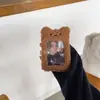 Porta-Cartão Original de Pelúcia Preto com Design de Fio de Carne, Estilo Ins Coreano para Armazenamento de Cartão de Ônibus e Refeição, Pingente Exibidor de Cartão de Foto de Idol