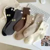 Calcetines de lana australiana Maillard para otoño e invierno, color liso, calcetines gruesos de media pantorrilla, calcetines peludos para mujer, calcetines forrados de felpa para maternidad