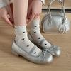 Calcetines de media pantorrilla para mujer para primavera y verano, finos de malla de algodón puro transpirables dulces con volantes de encaje de corazón calcetines holgados