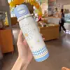 Taza aislada de acero inoxidable 316, taza linda de doble propósito, boquilla de silicona, botella de agua moderna para niños, vaso con popote para estudiantes