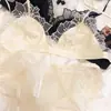 Roupa Íntima Sexy Transparente Ultra Fina Francesa Sutiã Push-Up para Seios Pequenos com Renda Bordada Verão Leve e Fino Peça Única Dropshipping