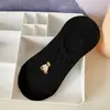 Calcetines de Moda Nuevos de Primavera Calcetines para Mujer Estilo Coreano Oso Bordado Simple Boca Baja Calcetines Invisibles Calcetines Cortos de Dibujos Animados Calcetines de Algodón
