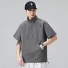 Camiseta de Verano de Manga Corta para Hombre Xintang, Nueva Camiseta Pulóver de Estilo Veraniego con Cuello Alto de Manga Corta, Holgada y Casual.