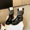 Versión de cuero suave~Botas vaqueras estilo vintage de punta redonda con hebilla, tacón grueso, botas cortas adelgazantes y versátiles para mujer, botas con tacón de bloque