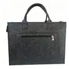 Bolsa de Feltro para Laptop com Zíper Personalizada Atacado Bolsa para Notebook de Grande Capacidade Portátil Bolsa de Mão de Feltro Cinza Escuro