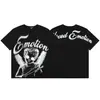 2026S Transfronterizo Em Marca de Moda Americana Ángel Retro Logo de Pedrería Hip-Hop Holgada Manga Corta Estampado Completo Camiseta de Pareja