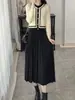Vestido de Tricô Estilo Chanel Falso Duas Peças para Mulheres, Elegância Francesa Outono e Inverno, Estilo Socialite de Alto Padrão, Vestido Suéter Acima do Joelho