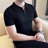 Suéter de punto de manga corta con cuello polo de alta gama para hombre, nuevo de moda para primavera y verano, delgado y guapo, de manga media, con solapa, camiseta interior de punto