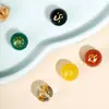 Ágata natural roja, amarilla, verde, estampado de oro a doble cara, cinco elementos, cuentas sueltas, oro, madera, agua, fuego, tierra, cuentas redondas para pulseras de cuentas DIY, en stock