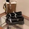 Novos Sapatos Mary Jane Franceses da Moda Outono 2026 para Mulheres, Mocassins de Sola Grossa, Sapatos de Couro Estilo JK