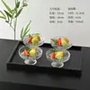 Cuenco de Fruta de Cristal con Pie Alto Cuenco de Fruta de Alta Apariencia Plato para la Hora del Té Plato de Postre Cuenco para Sopa Dulce Cuenco para Postre Plato Creativo