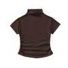Camiseta de manga corta con hombros descubiertos Live Supply para mujer, cuello alto, fitness, sexy, Spice Girls, corte ajustado, tops cortos ajustados