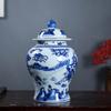 Cerámica Jingdezhen Antigua Jarra Grande de Porcelana Azul y Blanca Jarrón Estilo Chino Hogar Sala de Estar Decoración Pasillo Adornos