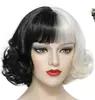 Peluca de Halloween 2024 nueva multicolor mitad negra mitad blanca peluca de cosplay fabricantes venta al por mayor cabello de generación