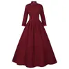 Vestido Gótico Vitoriano de Halloween Transfronteiriço, Gola Alta de Manga Longa Vintage de Corte para Mulheres, Disponível em 3 Cores
