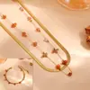 Tobillera de Doble Capa Estilo Transfronterizo para Mujer, Versátil y Elegante Tobillera de Acero Inoxidable de Doble Capa con Amatista y Cristal Rojo