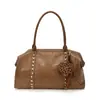 Bolso Vintage con Remaches para Mujer, Gran Capacidad, Lujo Ligero, Nicho, Versátil, Bolso de Hombro Individual para Principios de Otoño