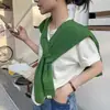 Chal Exterior Rayado Moderno Personalizado para Mujer, Bufanda Decorativa Simple de Punto, Chal Pequeño Delgado de Cuello Falso para Primavera y Otoño