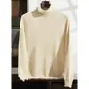 Camiseta Interior de Cachemir Tejido de Punto de Cuello Alto para Hombre, Suéter Cálido Interior de Color Puro Holgado, Jersey de Color Puro, Manga Larga Casual