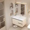 Gabinete de baño de aluminio de panal engrosado con lavabo de cerámica integrado y unidad de tocador
