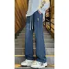 Calça jeans clara lavada para meninos, verão 2025, nova calça casual masculina reta e larga para adolescentes