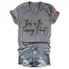 Top de cuello en V para mujer de verano con un diseño elegante, Camiseta de punto de manga corta con doble estampado, Popular top casual de manga corta para mujer de verano