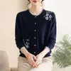 Chaqueta Cardigan de Punto Fino Primavera y Otoño para Madre Joven 2026 Nuevo Estilo Elegante Talla Grande para Mujeres de Mediana Edad y Mayores